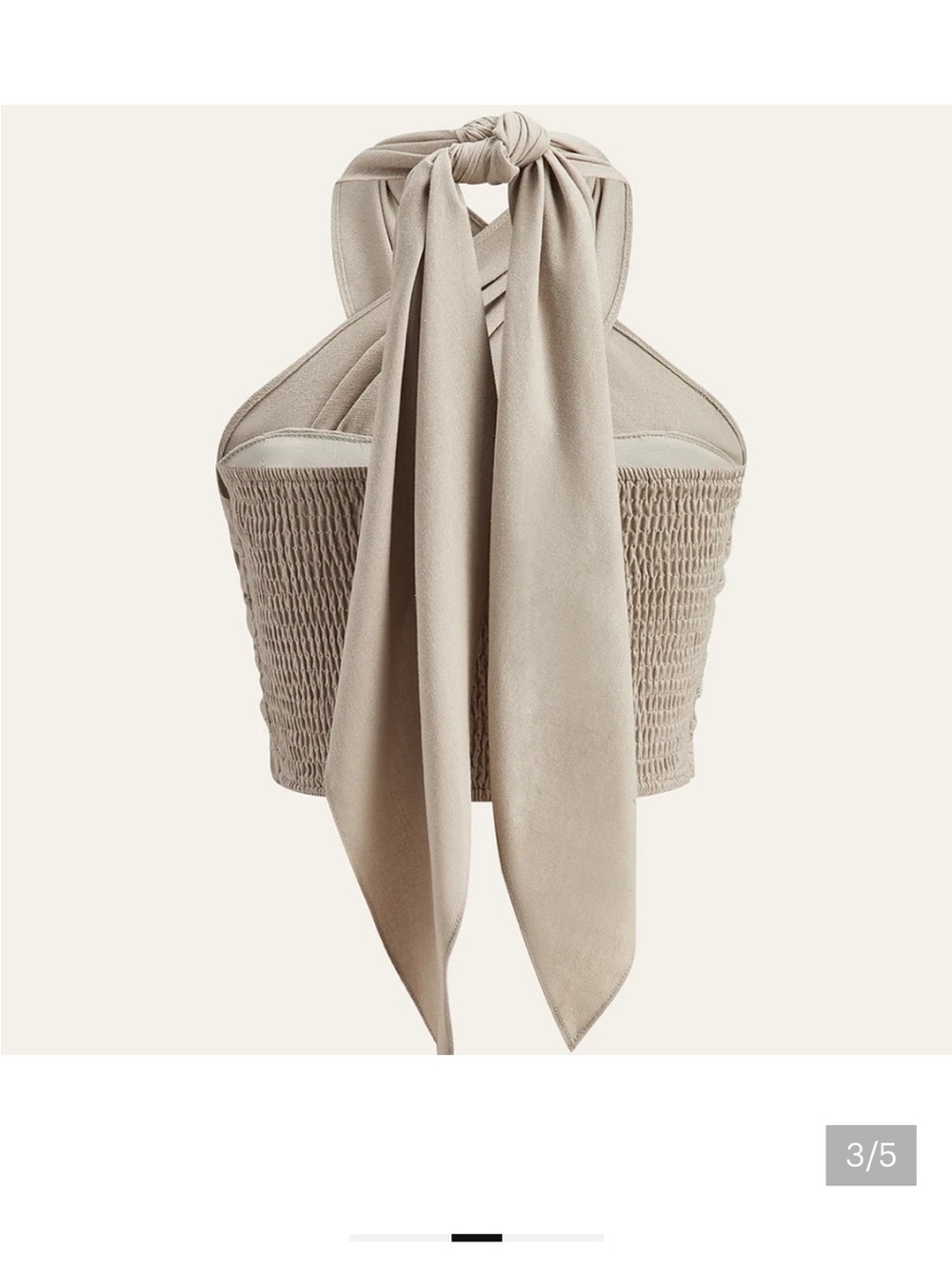 Commense Draped Halter Wrap Crop Top - Beige - Picture 4 of 5